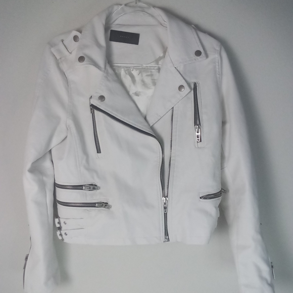 Blank NYC White Faux Leather Biker Jacket Size M EUC - Picture 2 of 8